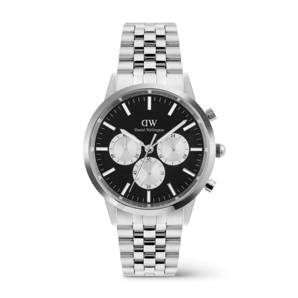 Đồng hồ Iconic Chronograph Arch 5-Link Onyx Panda - Bạc